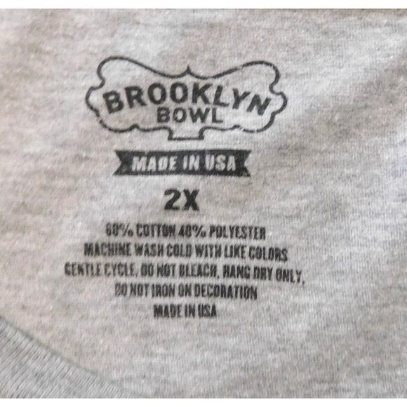 Brooklyn Bowl Las Vegas Logo Tee 2X Gray Short Sleeve Cotton Blend USA Made - Picture 6 of 6